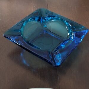 MCM Aqua Blue Glass Ashtray